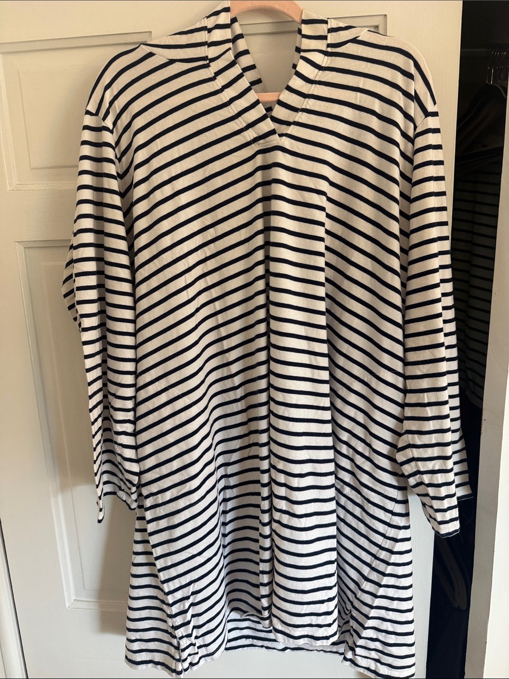 Lands' End Striped Navy and White Swim Coverup